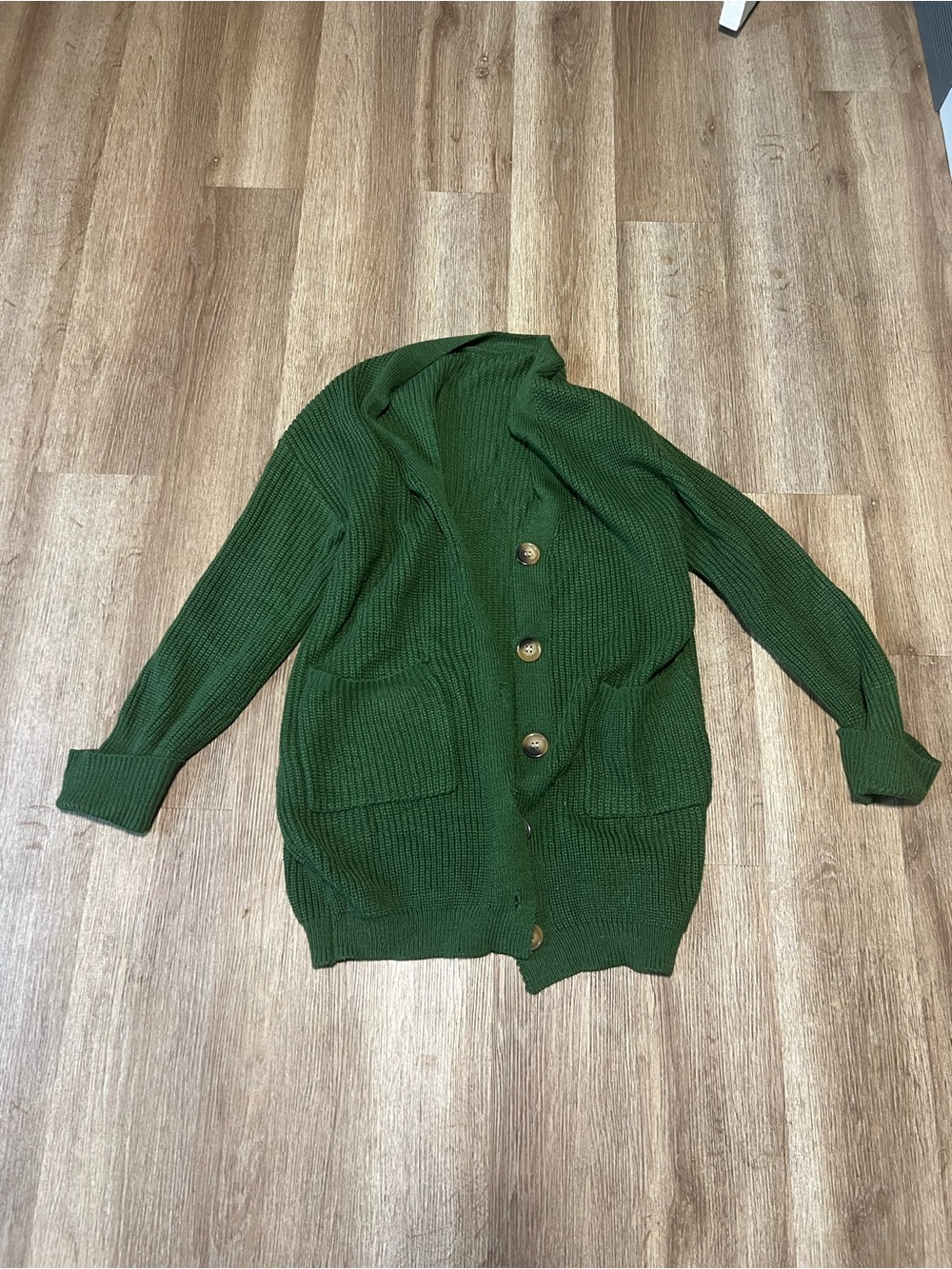 Green Button-Front Women's Cardigan Sweater